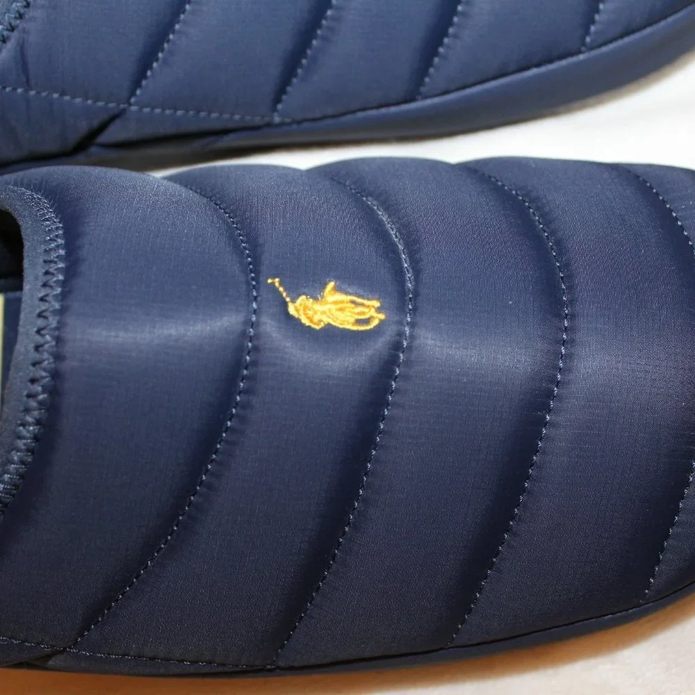 NIB POLO RALPH LAUREN MEN'S PUFFER SLIP ON CLOG‎ SLIPPERS NAVY BLUE